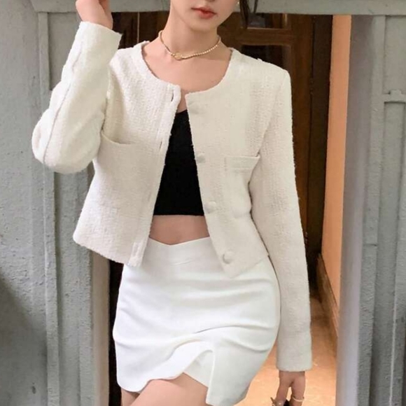 Shein dazy button front crop jacket pockets new - Picture 2 of 6